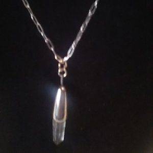 Necklace Crystal On Silver-Tone Dainty 15" Chain Choker Length Handmade Vintage